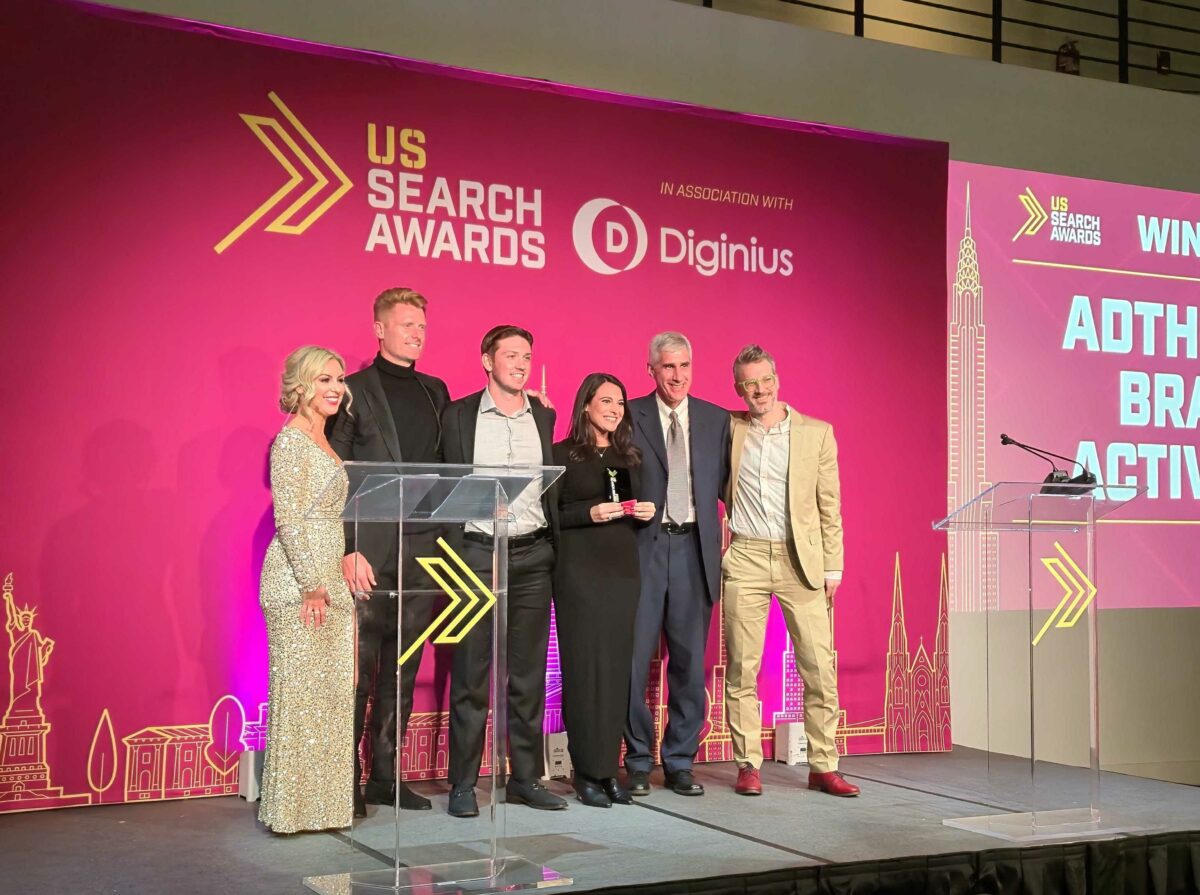 Adthena celebrating their win at the US Search Awards